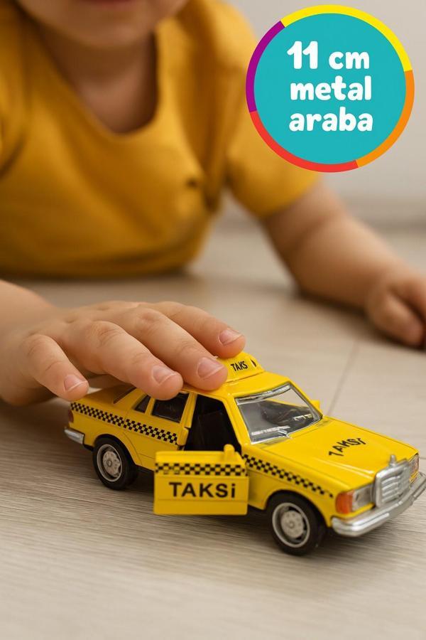 Metal Nostaljik Çek Bırak Taksi Model Araba Açılır Kapı Yumuşak Lastik 11 Cm - Image 1