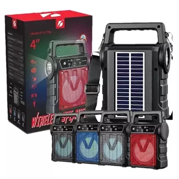KTS-1706 Taşınabilir Güneş Enerjili Fenerli Bluetooth Hoparlör   - Image 1