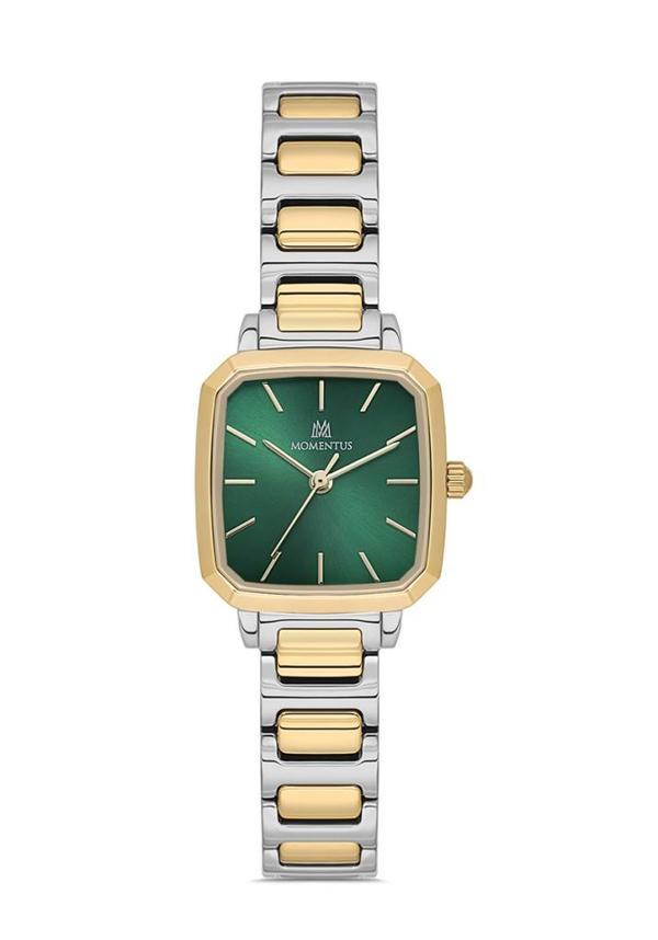 Momentus CW321G-15TG Kare Kadranlı Çelik Kordon Çelik Kasa 3 ATM Suya Dayanıklı Metalik-Altın Renk Kadın Kol Saati - Image 1