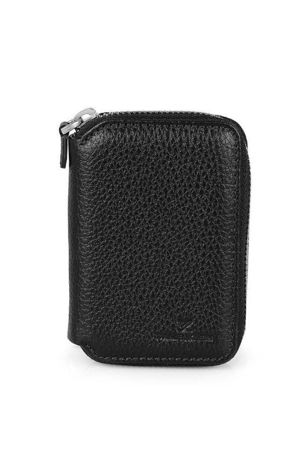 Daniel Klein DKL0796-1 Dikrötgen Şeklinde Fermuarlı Gerçek Deriden Üretilme Siyah Kadın Cüzdan&Kartlık - Image 1