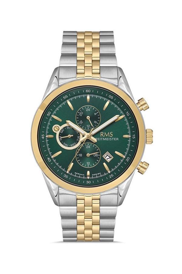 Rms Zeitmeister RMS.1.AG1163.13 Tüm Fonksiyonlar Aktif Kristal Camlı Çelik Kordon Çelik Kasa 5 ATM Suya Dayanıklı Metali - Image 1