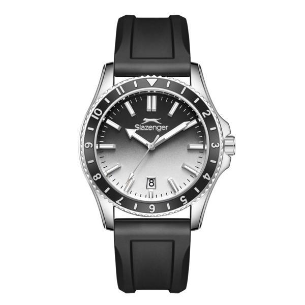 Slazenger SL.09.2531.1.03 Silikon Kordon Çelik Kasa 10 ATM Suya Dayanıklı Siyah Renk Erkek Kol Saati - Image 1