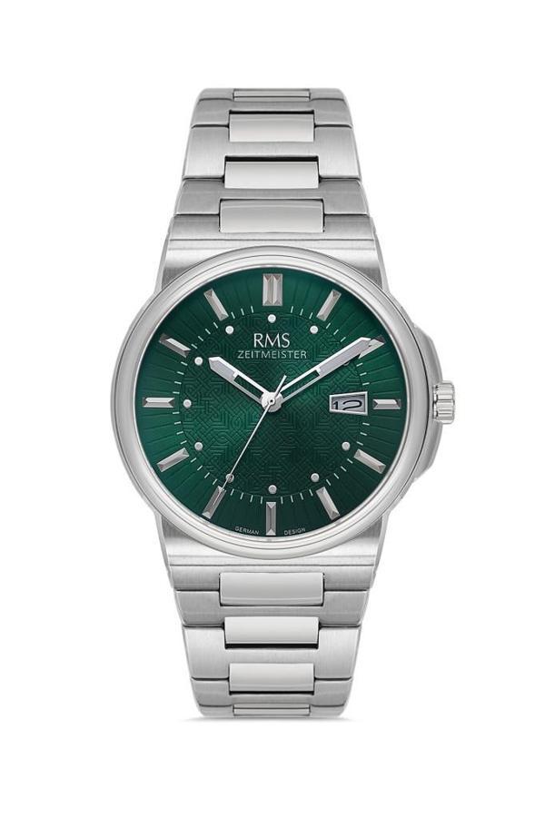 RMS Zeitmeister RMS.1.AG1638.04 Kristal Camlı Çelik Kordon Çelik Kasa 5 ATM Suya Dayanıklı Metalik Renk Erkek Kol Saati - Image 1