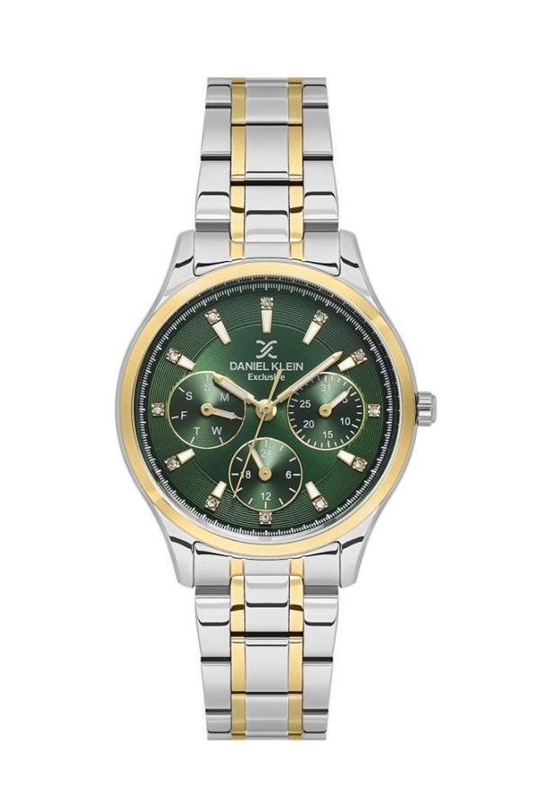 Daniel Klein DK.1.14089-5 Exclusive Tüm Fonksiyonları Aktif Çelik Kasa Çelik Kordon 3 ATM Suya Dayanıklı Gümüş-Altın Kad - Image 1