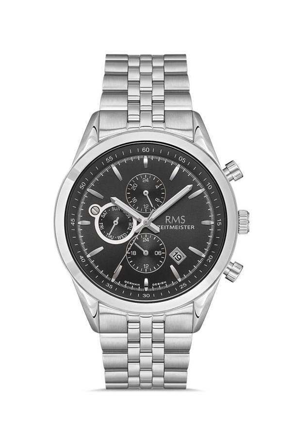 Rms Zeitmeister RMS.1.AG1163.10 Tüm Fonksiyonlar Aktif Kristal Camlı Çelik Kordon Çelik Kasa 5 ATM Suya Dayanıklı Metali - Image 1