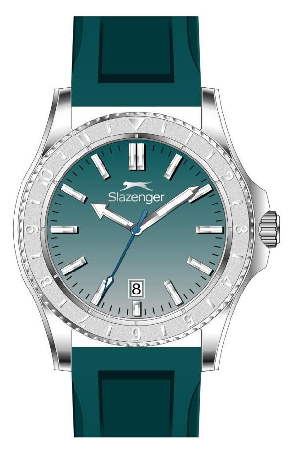 Slazenger SL.09.2531.1.06 Silikon Kordon Çelik Kasa 10 ATM Suya Dayanıklı Yeşil Lenk Erkek Kol Saati - Image 1