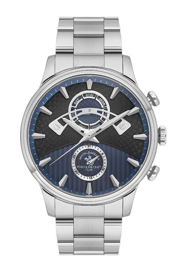 Santa Barbara Polo Racquet Club SB.1.10592-5 Tüm Fonksiyonları Aktif Çelik Kordonlu Suya dayanıklı Metalik Renk Erkek Ko - Image 1