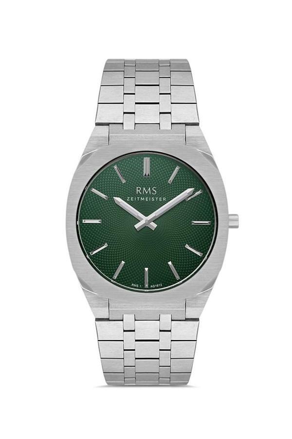 RMS Zeitmeister RMS.1.AG1612.06 Kristal Camlı Çelik Kordon Çelik Kasa 5 ATM Suya Dayanıklı Metalik Renk Erkek Kol Saati - Image 1