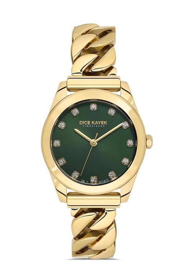 Dice Kayek DK.1.AG1415.06 Taşlı Tasarım Çelik Kordon Çelik Kasa 5 ATM Suya Dayanıklı Altın Renk Kadın Kol Saati - Image 1