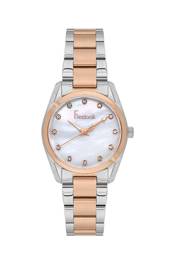 Freelook FL.1.10460-3 Çelik Kasa Çelik Kordon Taşlı Tasarım Metalik-Rose Renk Kadın Kol Saati - Image 1