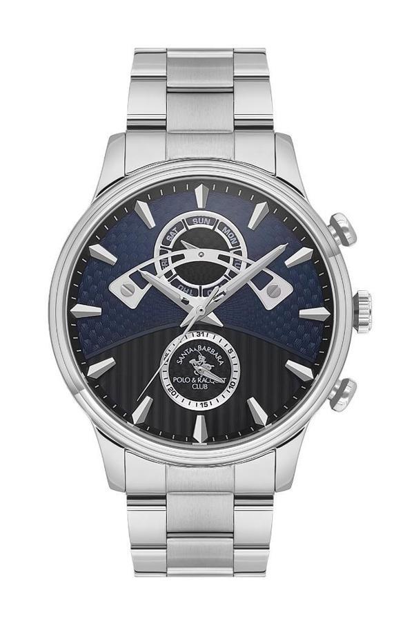 Santa Barbara Polo Racquet Club SB.1.10592-2 Tüm Fonksiyonları Aktif Çelik Kordonlu Suya dayanıklı Metalik Renk Erkek Ko - Image 1