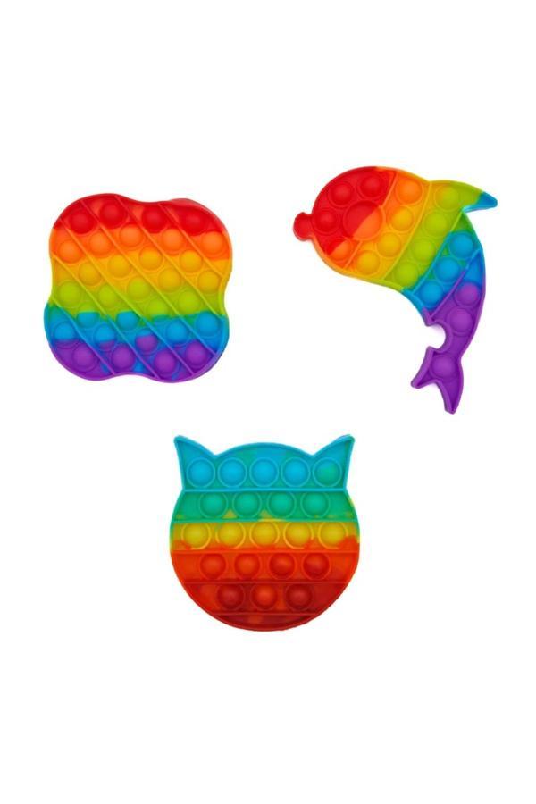 Popit Gökkuşağı Renkli Duyusal Disk Stres Oyuncağı 1 Adet Pop It - Image 1