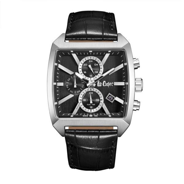 Lee Cooper LC08180.351 Kare Kadran Deri Kordon Metal Kasa 5 ATM Suya Dayanıklı Siyah Renk Erkek Kol Saati - Image 1