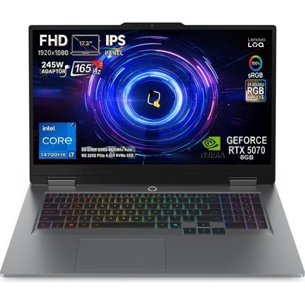 Loq 17IRX10 Intel Core I7 14700HX 32GB 2tb SSD Rtx 5070 8gb (115W) 17,3" Fhd 165Hz IPS Panel Freedos Taşınabilir Bilgisa - Image 1