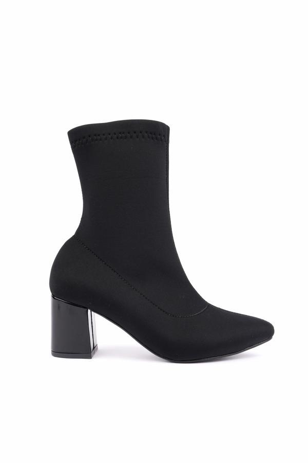 Muggo MAGNUS Sivri Burun Kalın Topuklu Kadın Streç Bot - Image 1