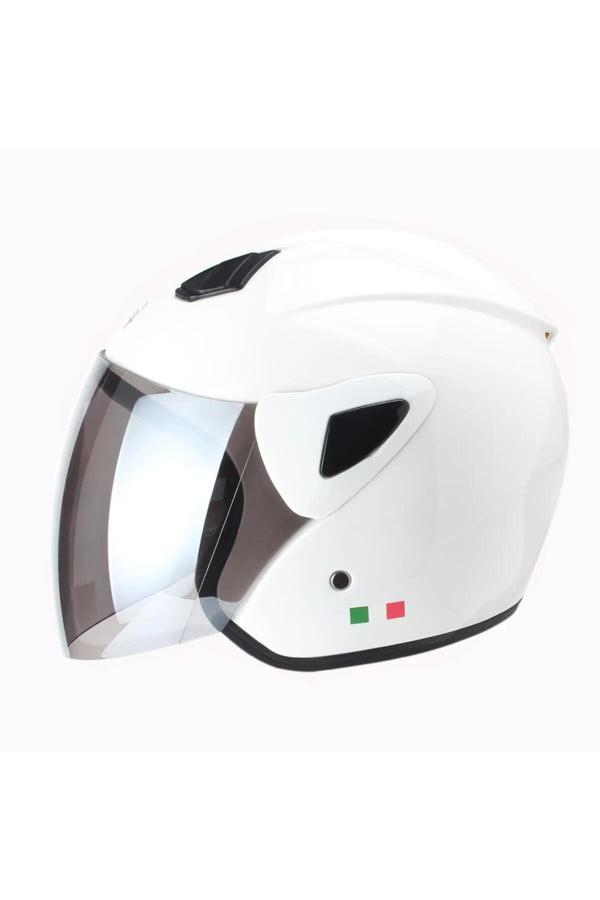 Kask Sw-733 Yarım Aynalı Camlı Beyaz - Image 1