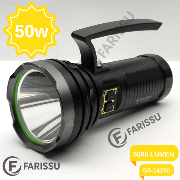 Gold Silver GS-14200 Profesyonel Şarjlı El Feneri 50W 5000 Lümen - Powerbank Özellikli - Image 1