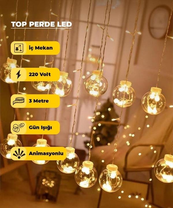 Top Perde Dekoratif Led -  3 Metre - Animasyonlu - Image 1