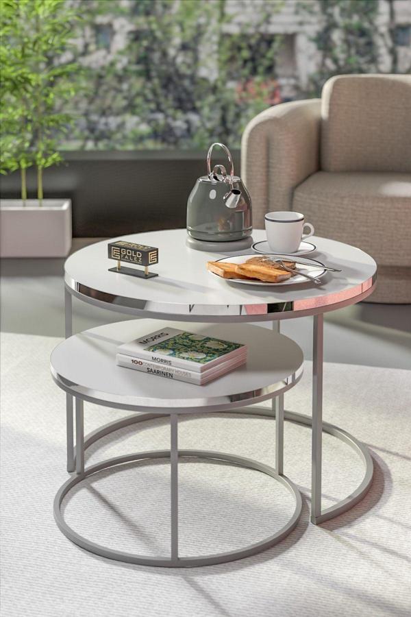 Orta Sehpa Ikili Lüx Specıal Gümüş Beyaz - Image 1