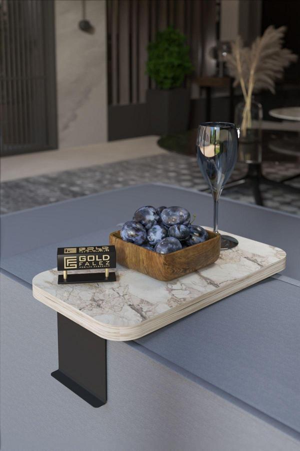 Yan Sehpa Ayarlanabilir Tepsi DİKDÖRTGEN Dekoratif Modern Yatay Dikey Koltuk Sehpası EFES - Image 1