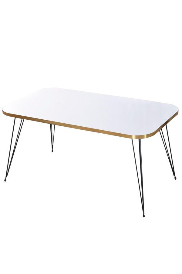 Zigon Sehpa Ve Orta Sehpa Kr Set Siyah Tel Ayak Altın Beyaz - Image 1