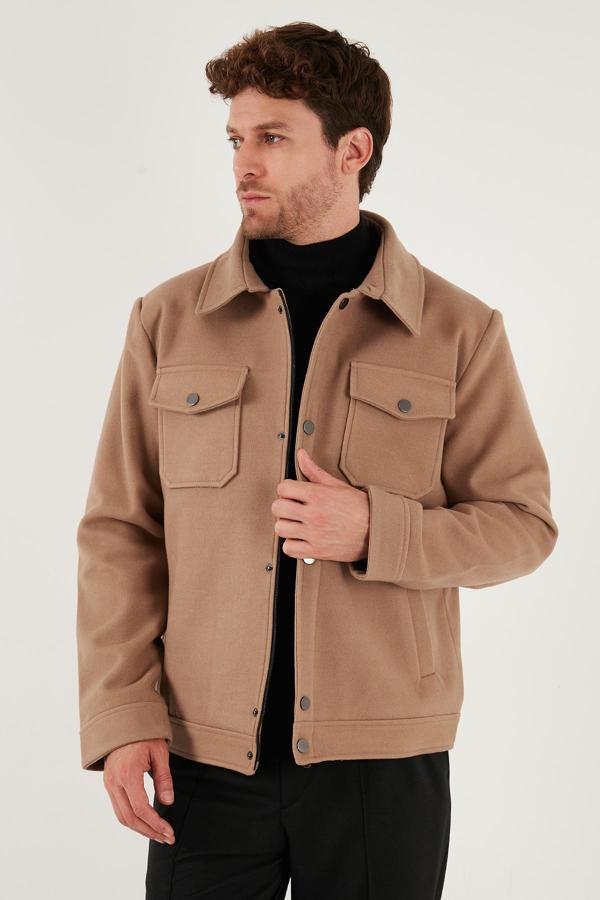 Buratti Slim Fit Ceket Yaka Astarlı Kaşe Erkek Kaban 58400347 CAMEL - Image 1