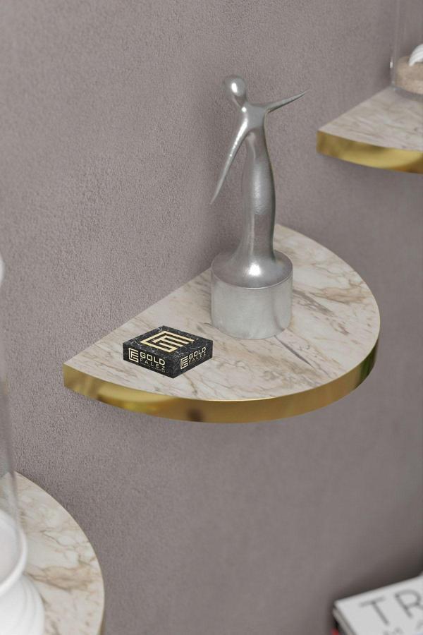 Duvar Rafı Dekoratif 3 Adet Çiçeklik Oval Altın Efes - Image 1