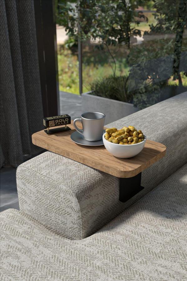 Yan Sehpa Ayarlanabilir Tepsi DİKDÖRTGEN Dekoratif Modern Yatay Dikey Koltuk Sehpası Ceviz - Image 1