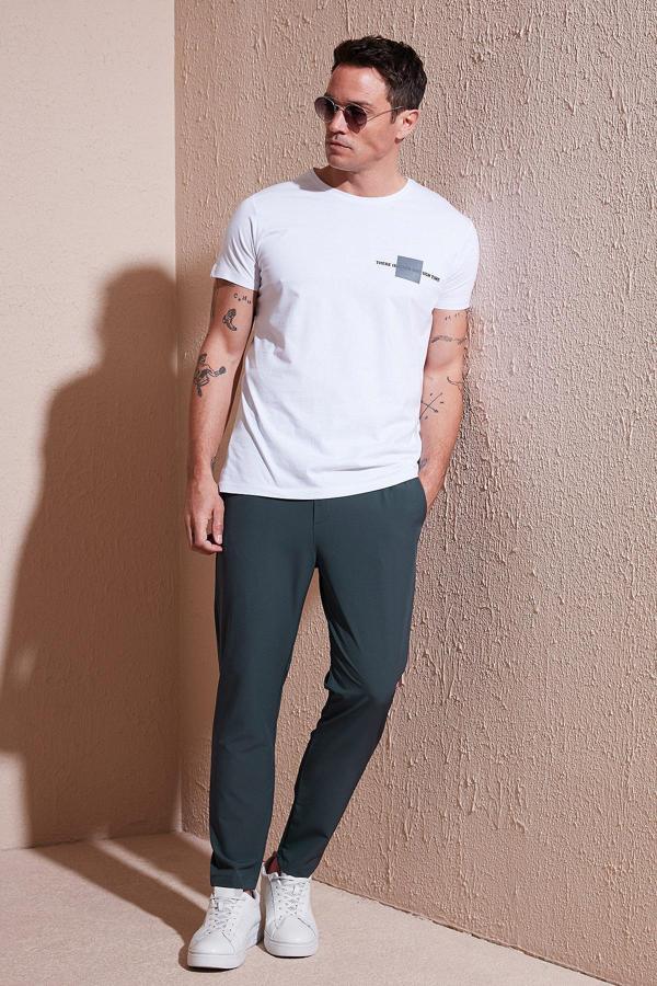 Buratti Streç Regular Fit Normal Bel Düz Paça Jogger Erkek Pantolon CF25617801 YEŞİL - Image 1