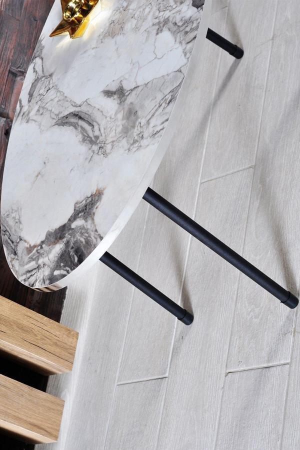 Gümüş  Elips Gümüş Metal Ayak Orta Sehpa - Image 1