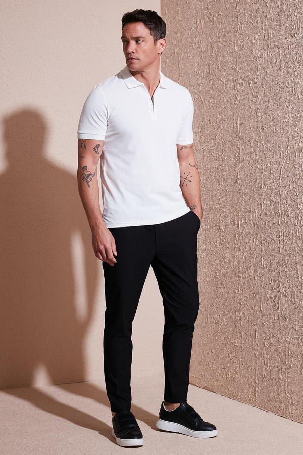 Buratti Streç Regular Fit Normal Bel Düz Paça Jogger Erkek Pantolon CF25617953 SİYAH - Image 1