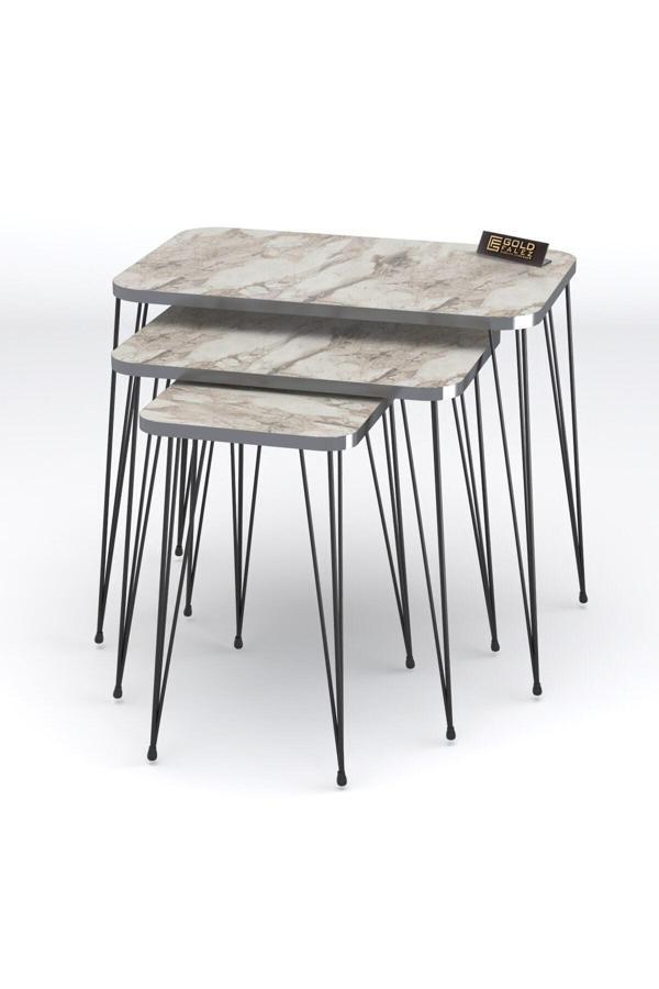 Zigon Sehpa Kr Gümüş Efes Tel Siyah Ayak - Image 1