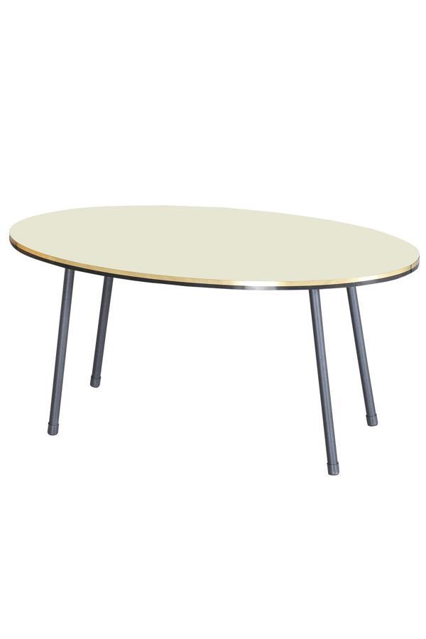 Orta Sehpa Elips Siyah Metal Ayak Çift Altın Krem - Image 1