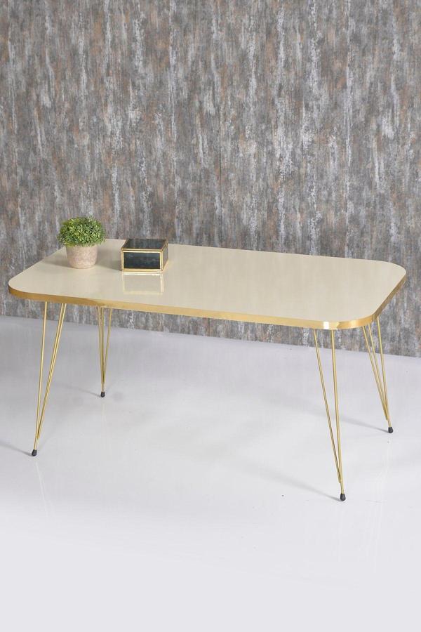 Zigon Sehpa Ve Orta Sehpa Kr Set Gold Krem Tel - Image 1