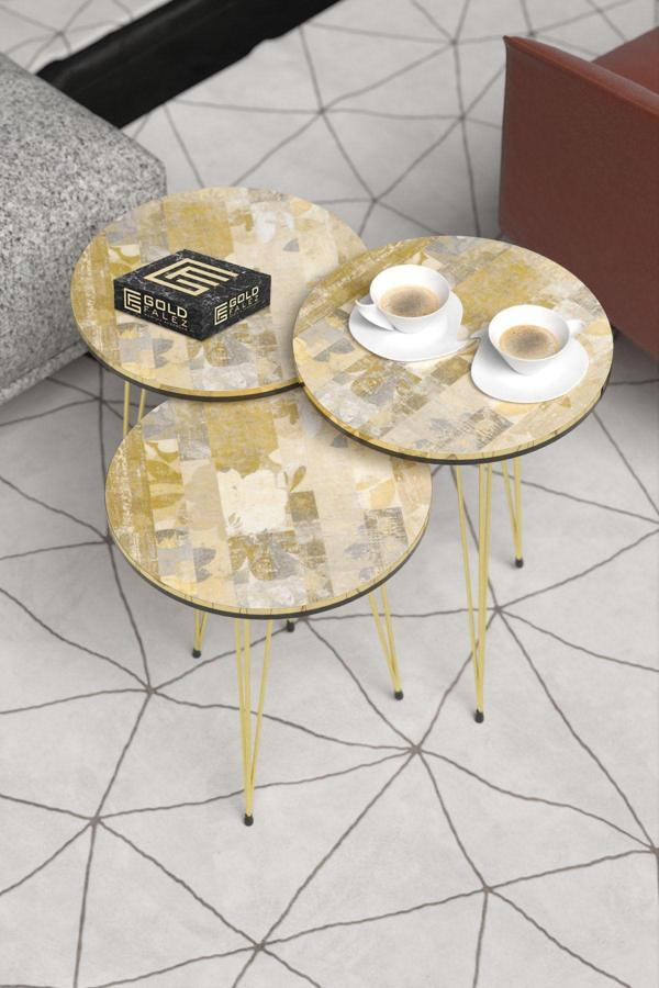 Orta Sehpa Elips Metal Ayak  Krem - Image 1