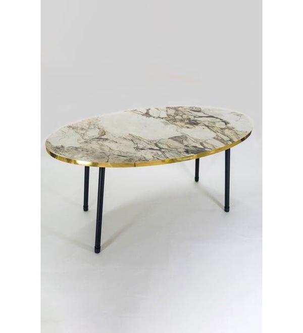 Orta Sehpa Siyah Metal Ayak Elips Efes GOLD - Image 1