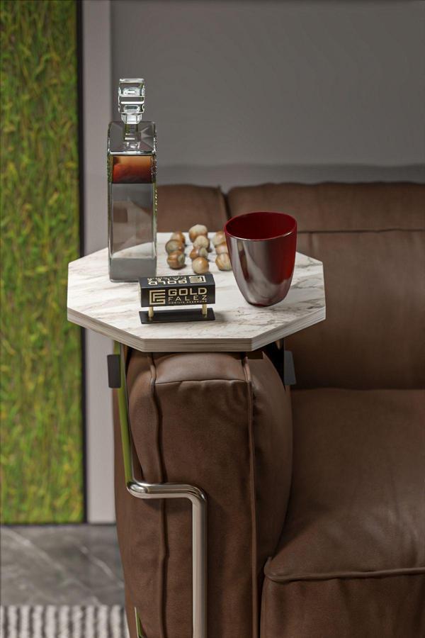 Yan Sehpa Ayarlanabilir Tepsi Dekoratif Modern Tepsi SEKİZGEN Efes - Image 1