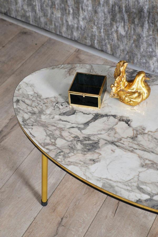 Orta Sehpa Elips Çift Gold Ceviz Tel Ayak - Image 1