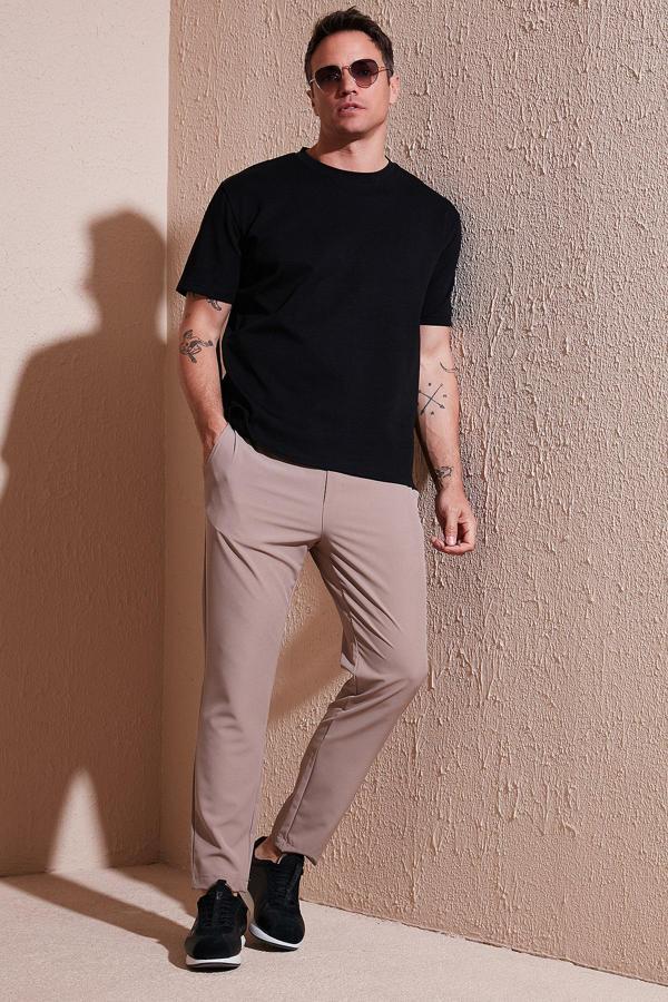 Buratti Streç Regular Fit Normal Bel Düz Paça Jogger Erkek Pantolon CF25617801 BEJ - Image 1