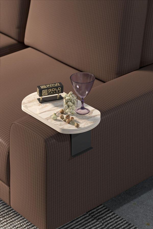 Yan Sehpa Ayarlanabilir Tepsi OVAL Dekoratif Modern Yatay Dikey Koltuk Sehpası EFES - Image 1