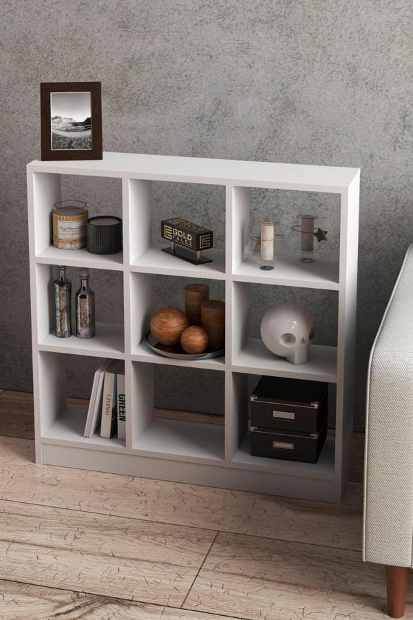 KİTAPLIK ÇOK AMAÇLI MUTFAK RAF DOLAP  9 BÖLMELİ BEYAZ - Image 1