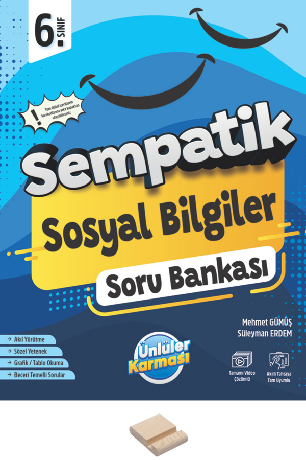 6. Sınıf Sempatik Sosyal Bilgiler Soru Bankası + Telefon Standı - Ünlüler Karması Yayınları - Image 1