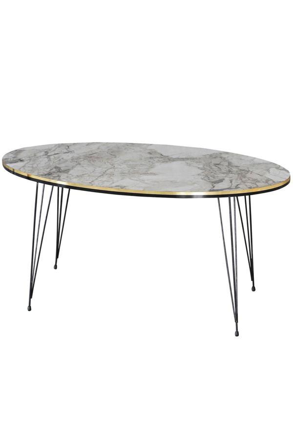 Orta Sehpa Elips Siyah Tel Ayak Çift Altın Efes - Image 1