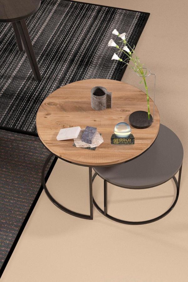 Orta Sehpa Ikili Lüx Specıal Antrasit Gri - Ceviz - Image 1