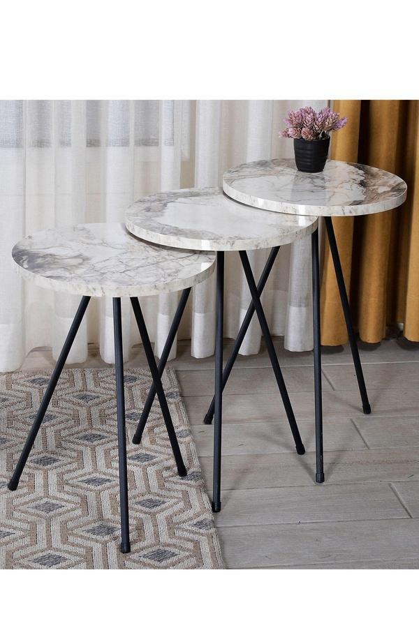 Zigon Sehpa 3'lü Siyah Metal Ayak Efes 1017 - Image 1