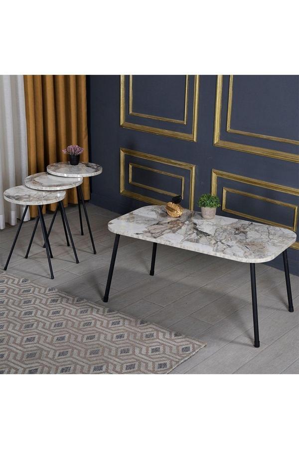 Zigon Sehpa Ve  Orta Sehpa Set Metal Kr Efes - Image 1