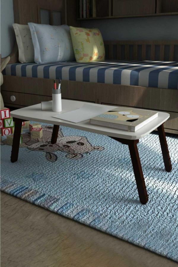 Suntalam Laptop Sehpa Çalışma Kahvaltı Masası Krem 60 cm 23 cm Bej 35 cm - Image 1