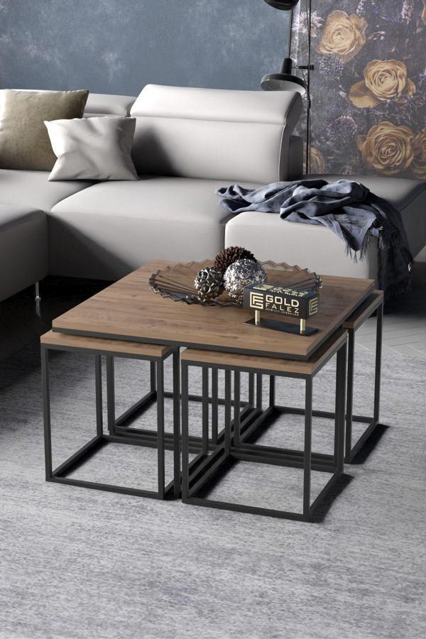 Orta Sehpa Ve Zigon Sehpa 5'li Lüx Set Ceviz - Image 1