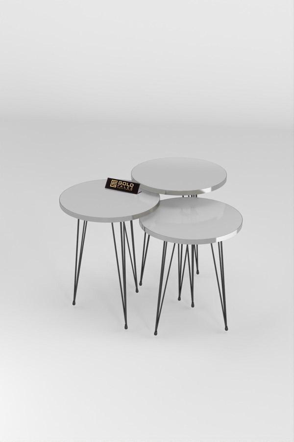 Zigon Sehpa Siyah Tel Ayak Gümüş Beyaz Zigon - Image 1