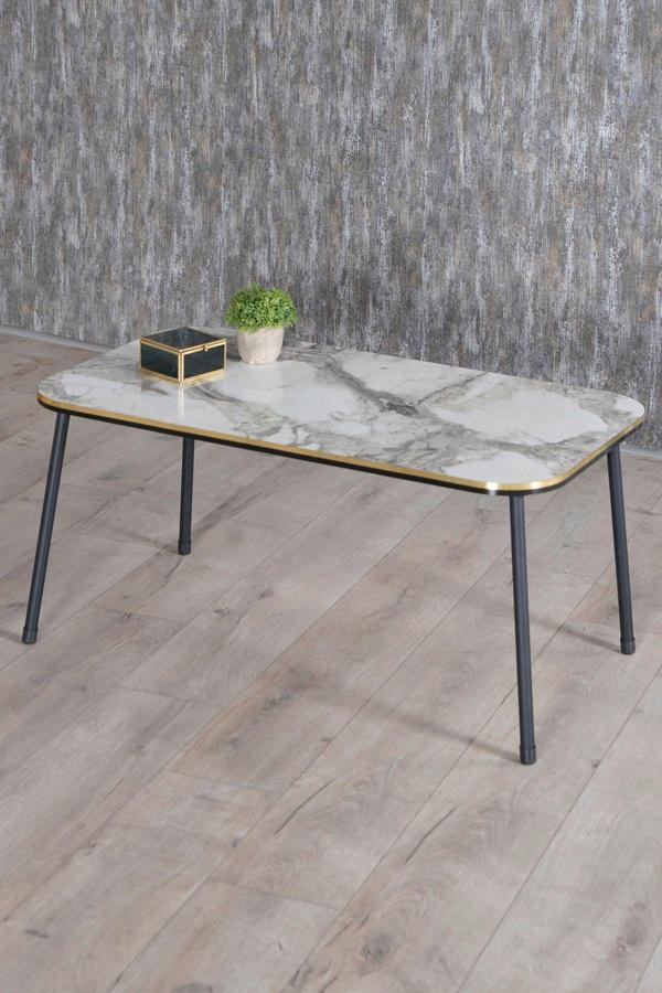 Orta Sehpa Kr Siyah Metal Ayak Çift Altın Bendir - Image 1